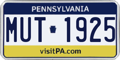 PA license plate MUT1925