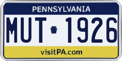 PA license plate MUT1926