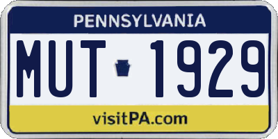 PA license plate MUT1929