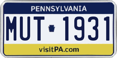 PA license plate MUT1931