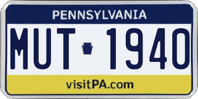 PA license plate MUT1940