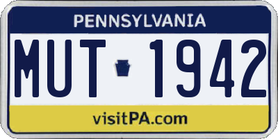 PA license plate MUT1942