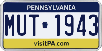 PA license plate MUT1943