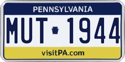 PA license plate MUT1944