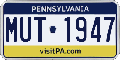 PA license plate MUT1947