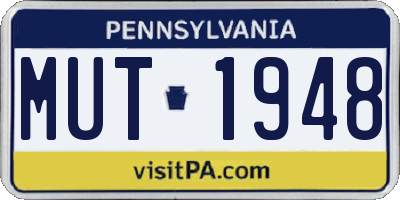 PA license plate MUT1948