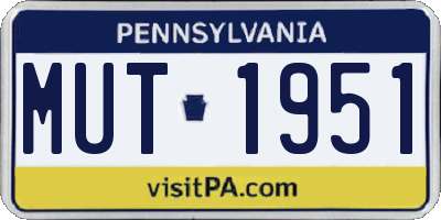 PA license plate MUT1951