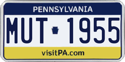PA license plate MUT1955
