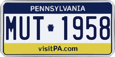PA license plate MUT1958