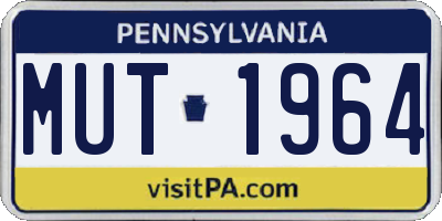 PA license plate MUT1964