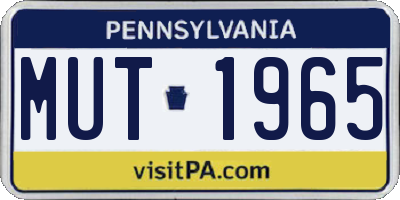 PA license plate MUT1965