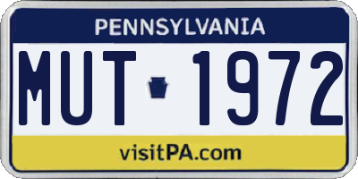 PA license plate MUT1972