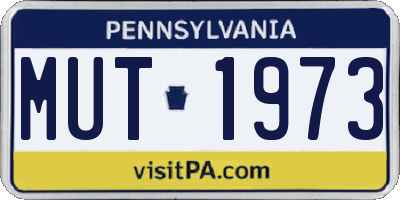 PA license plate MUT1973
