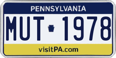 PA license plate MUT1978