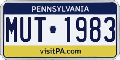 PA license plate MUT1983