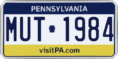 PA license plate MUT1984