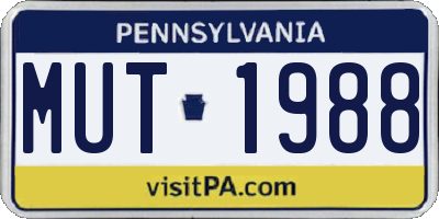 PA license plate MUT1988