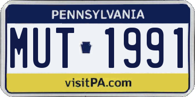 PA license plate MUT1991