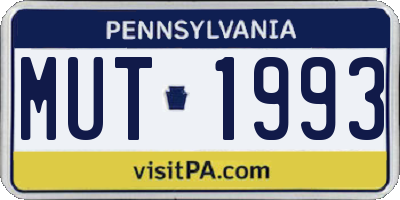 PA license plate MUT1993