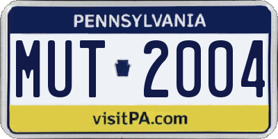 PA license plate MUT2004