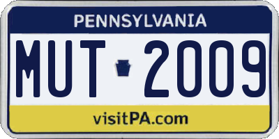 PA license plate MUT2009