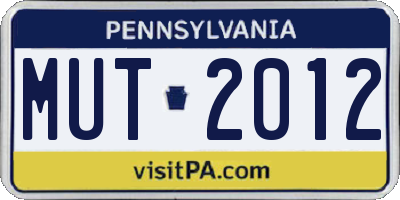 PA license plate MUT2012
