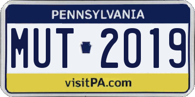 PA license plate MUT2019