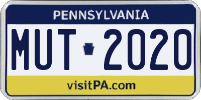 PA license plate MUT2020