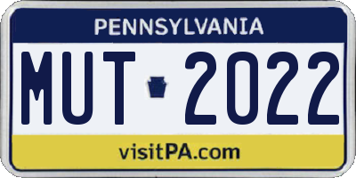 PA license plate MUT2022