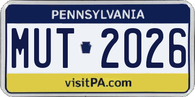 PA license plate MUT2026