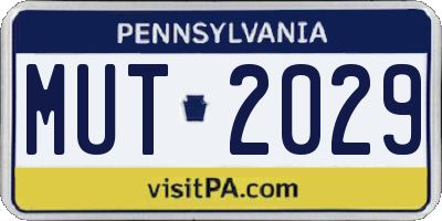 PA license plate MUT2029