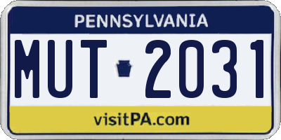 PA license plate MUT2031