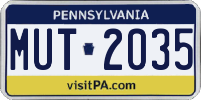 PA license plate MUT2035