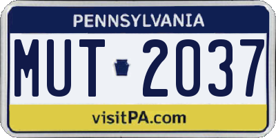 PA license plate MUT2037