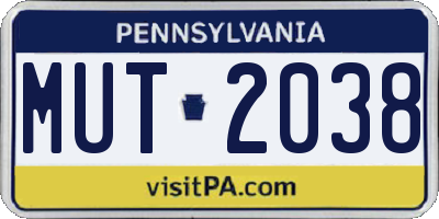 PA license plate MUT2038