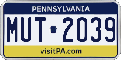 PA license plate MUT2039
