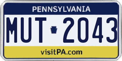 PA license plate MUT2043