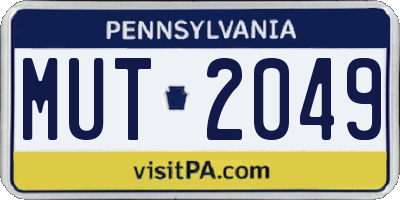 PA license plate MUT2049