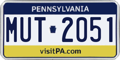 PA license plate MUT2051