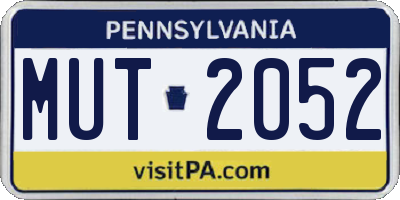 PA license plate MUT2052