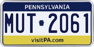 PA license plate MUT2061