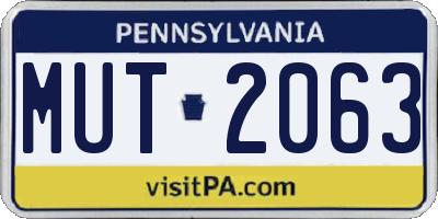 PA license plate MUT2063