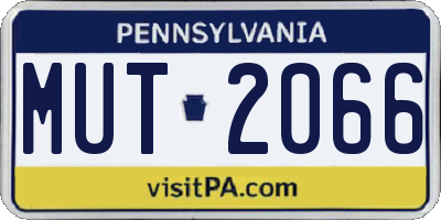 PA license plate MUT2066