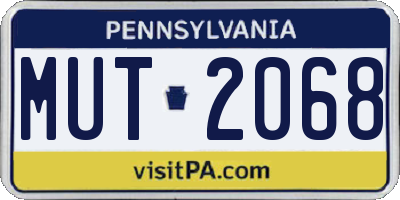 PA license plate MUT2068