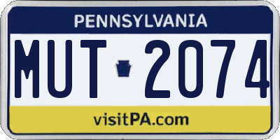 PA license plate MUT2074