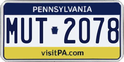 PA license plate MUT2078
