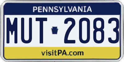 PA license plate MUT2083