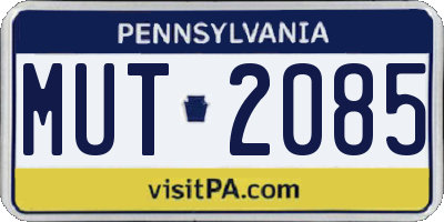 PA license plate MUT2085