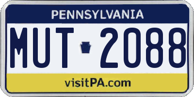 PA license plate MUT2088
