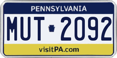 PA license plate MUT2092